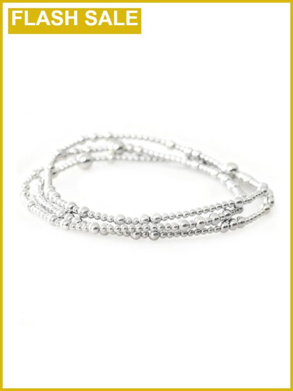 3 Pc Silver Beaded Stretch Bracelet Set Stackable Dainty Layered Women Jewelry